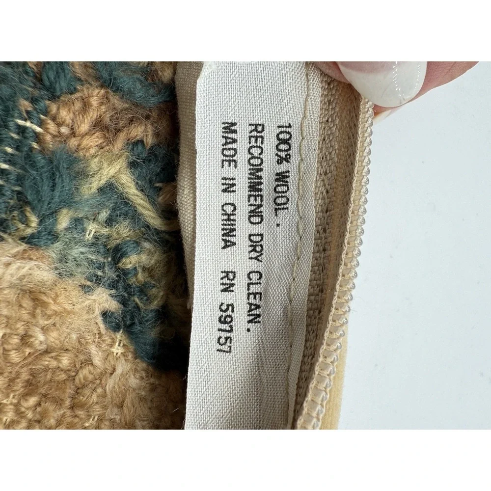 Vintage Needlepoint Pillow Floral Cherub Angel Wool and Velvet Zipper 15.5X 15.5
